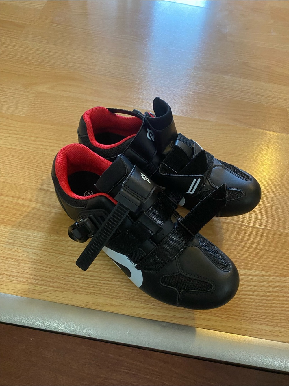 Peloton Black Athletic Shoes with Red Lining